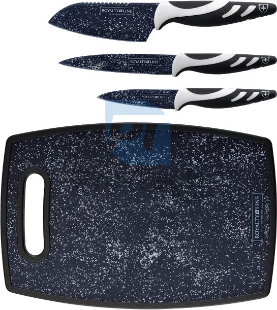 4-dílná sada kuchyňských nožů s deskou ROYALTY LINE Black 50352
