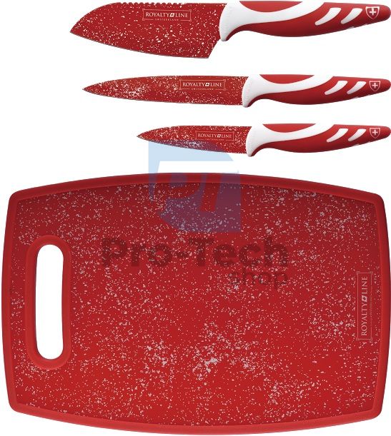 4-dílná sada kuchyňských nožů s deskou ROYALTY LINE Red 50077