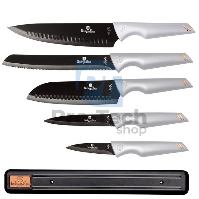 6dílná sada kuchyňských nerezových nožů s magnetickým držákem GREY 19860