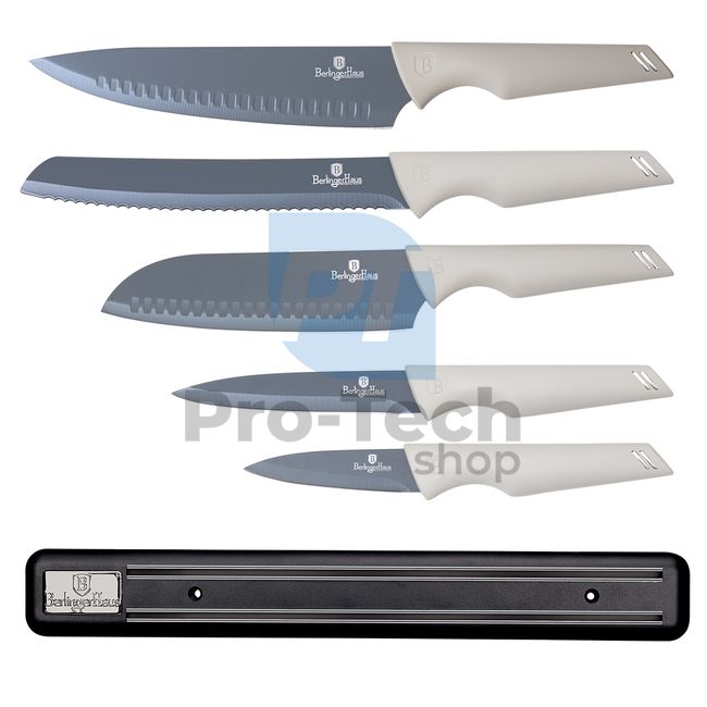 6dílná sada kuchyňských nerezových nožů s magnetickým držákem MATT GREY 20732