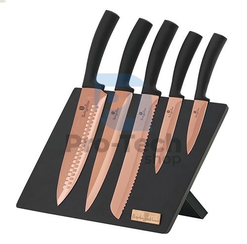 6dílná sada kuchyňských nerezových nožů s magnetickým stojanem ROSE GOLD 19711