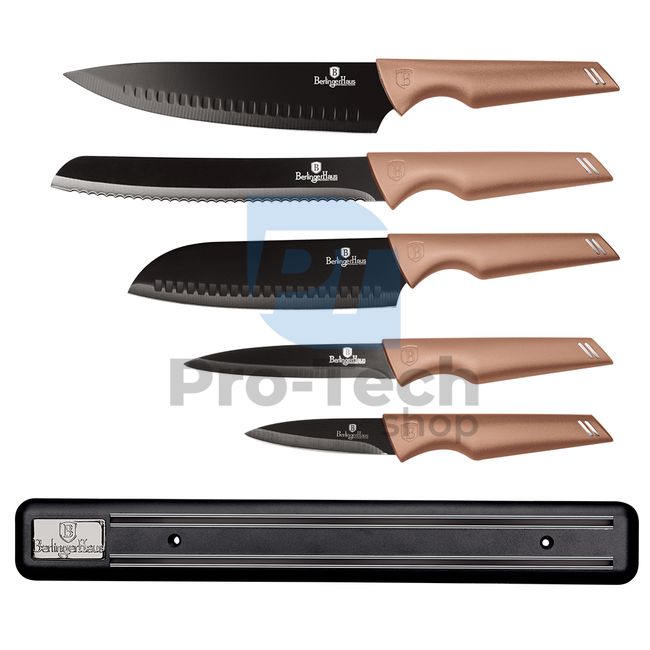 6dílná sada kuchyňských nožů s magnetickým držákem ROSE GOLD 19520