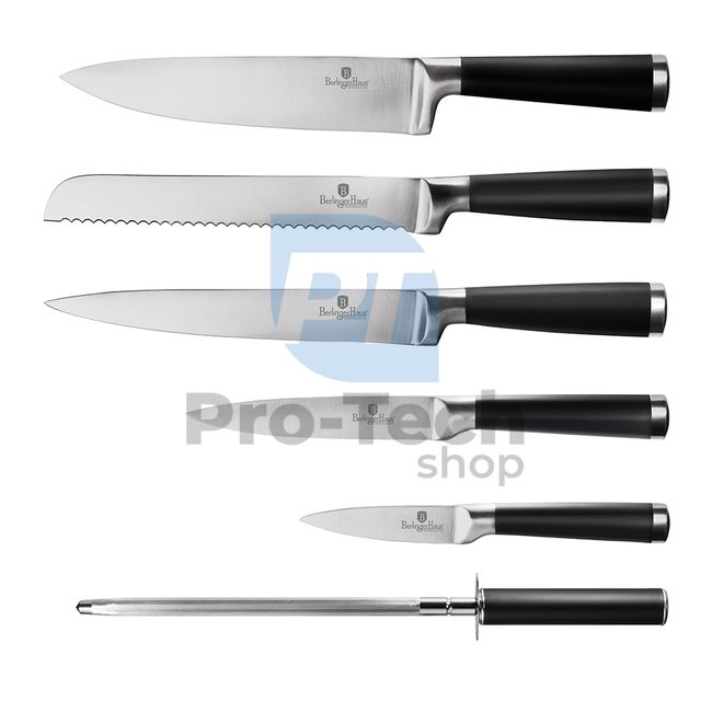 7dílná sada kuchyňských nerezových nožů s bambusovým stojanem BLACK 20481