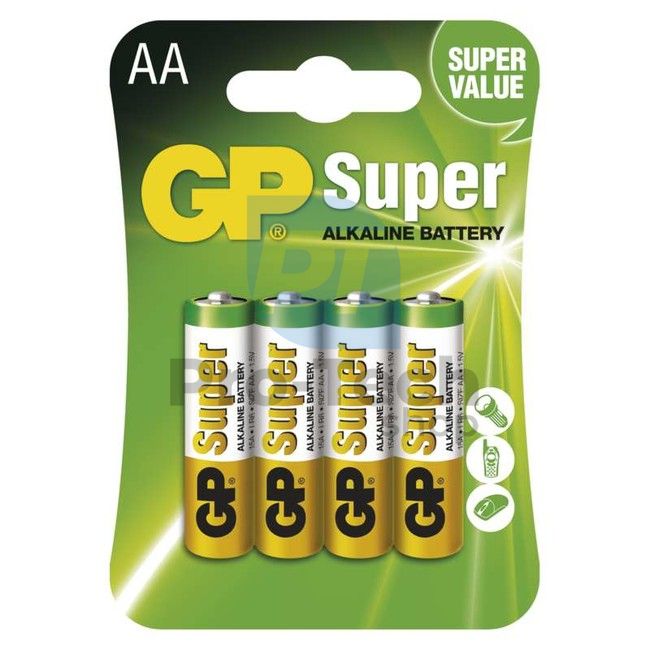 Alkalická baterie GP Super LR6 (AA), 4ks 70680