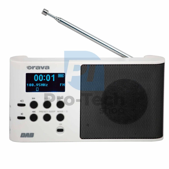Digitální DAB/FM přenosné rádio Orava, bílé 73502