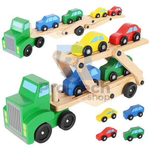Dřevěný kamion - návěs s autíčky 22698 75779