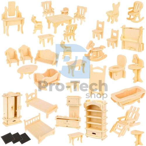 Dřevěný nábytek pro panenky 34ks - 3D puzzle 74165