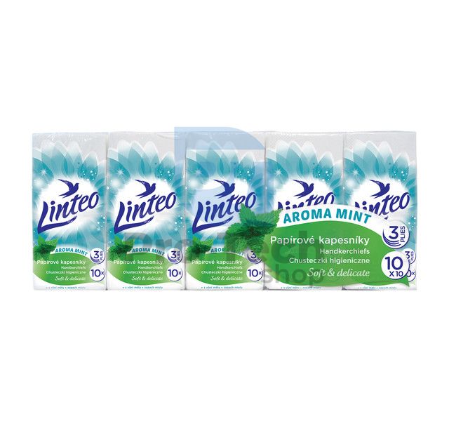 Hygienické kapesníky 3-vrstvé 10x10ks Máta LINTEO SATIN 30404
