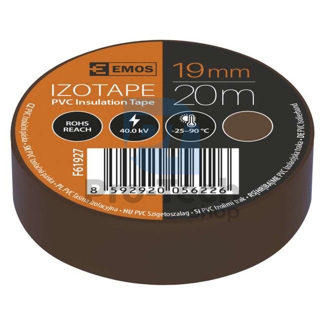 Izolační páska PVC 19mm / 20m hnědá, 1ks 71537