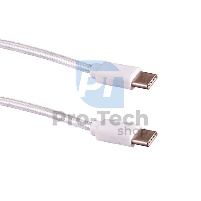 Kabel USB C - USB C 3.1, 1m, bílý, opletený 72386