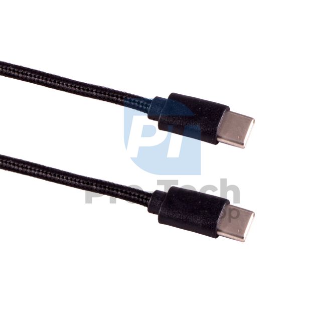 Kabel USB C - USB C 3.1, 1m, černý, opletený 72385