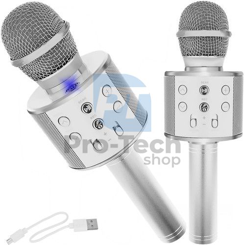 Karaoke mikrofon s reproduktorem - stříbrný Izoxis 22188 75845