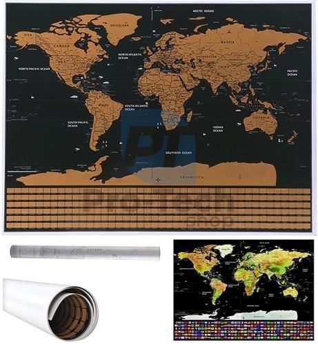 Mapa světa - stírací s vlajkami 74592