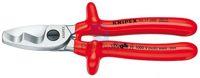 Nůžky na kabely 200 mm se dvěma řeznými hranami s máčenou izolací KNIPEX 08561
