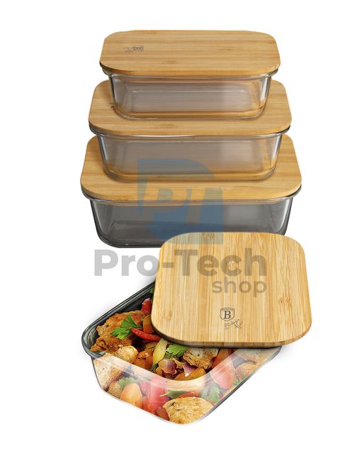 Box na jídlo skleněný s bambusovou poklicí 20540