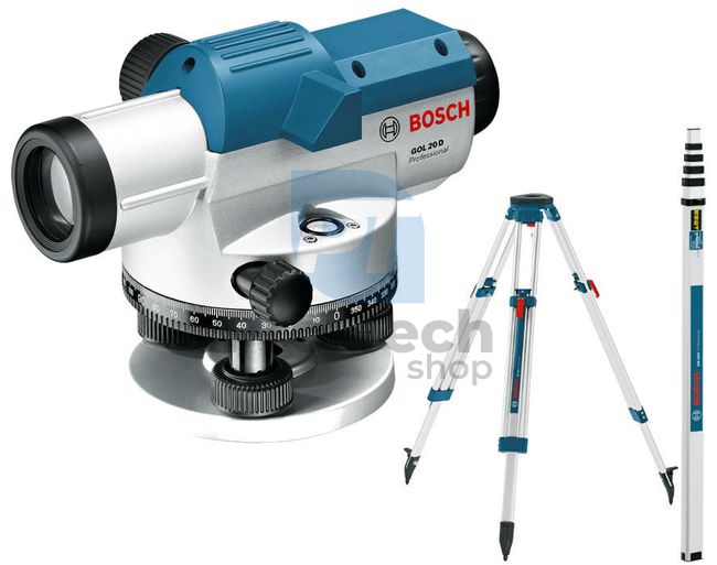 Optický nivelační přístroj Bosch GOL 20 D s měřicí latí a stativem 10627