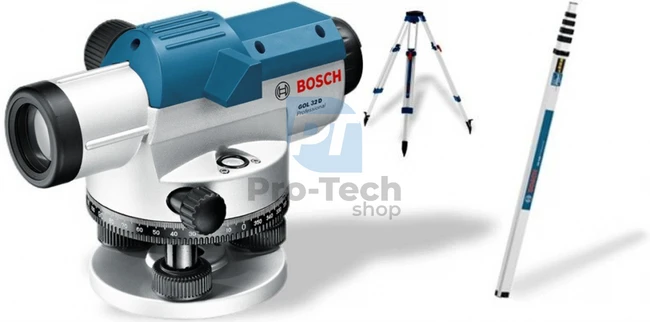 Optický nivelační přístroj Bosch GOL 32 D s měřicí latí a stativem 10628