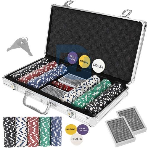 Poker - sada 300 žetonů v kovovém kufříku HQ 74931