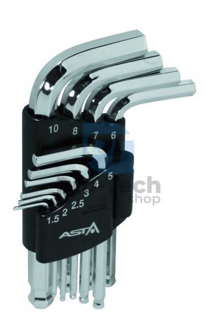 Sada imbusových krátkých klíčů s kuličkou 1,5-10 10ks profi Asta A-709BP1 05522