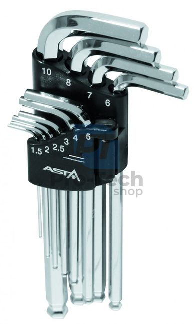 Sada imbusových středních klíčů s kuličkou 1,5-10 10ks profi Asta A-709BP2 05523
