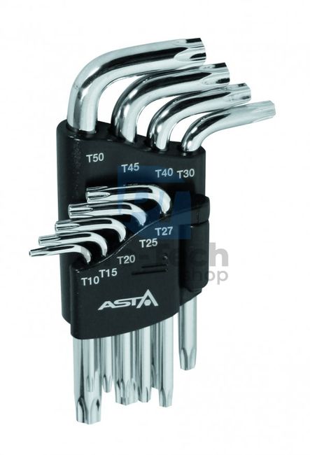 Sada krátkých TORX klíčů T10-T50 s otvorem 9ks profi Asta A-712TF1 05524