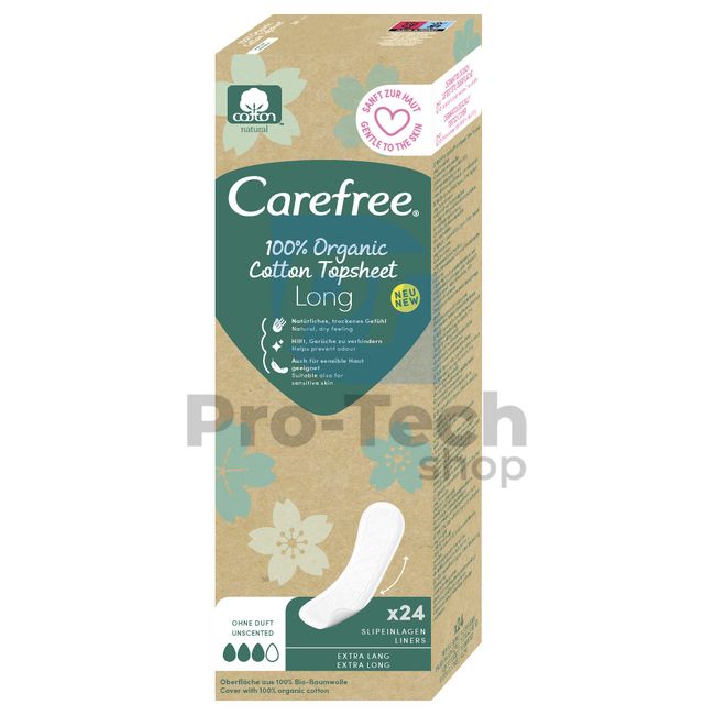 Slipové organické vložky - Intimky Carefree Organic Cotton Long 24ks 30559