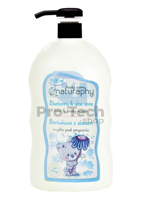 Sprchový gel a šampon 2v1 dětský borůvka a aloe vera Naturaphy 1000ml 30029