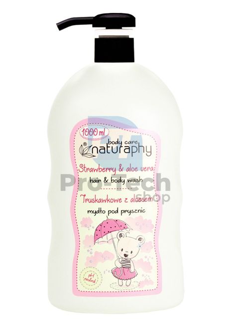 Sprchový gel a šampon 2v1 dětský jahoda a aloe vera Naturaphy 1000ml 30027
