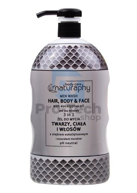 Sprchový gel, šampon a gel na tvář pro muže 3v1 eukalyptus Body care Naturaphy 1000ml 30130