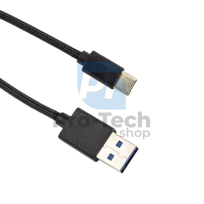 USB-C kabel 3.0, 1,5m, černý, opletený 72379