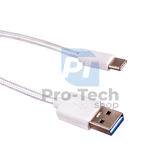 USB-C kabel 3.0, 1m, bílý, opletený 72376