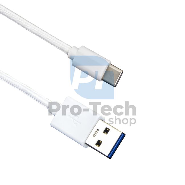 USB-C kabel 3.0, 2m, bílý, opletený 72384