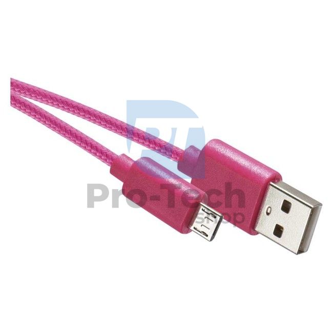 USB kabel 2.0 A / M - micro B / M 1m růžový 71559