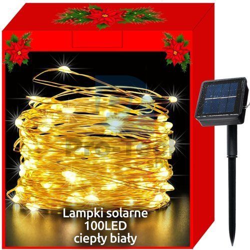 Vánoční osvětlení - solární - drátky 100 LED studená bílá 75462