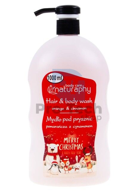 Vánoční sprchový gel a šampon 2v1 pomeranč a skořice Naturaphy 1000ml 30284