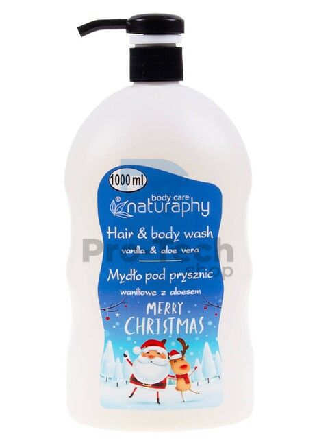 Vánoční sprchový gel a šampon 2v1 vanilka s extraktem aloe vera Naturaphy 1000ml 30283
