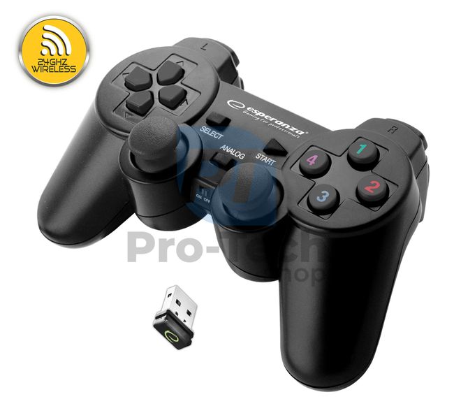 Vibrační bezdrátový gamepad PC/PS3 USB GLADIATOR, černý 72646