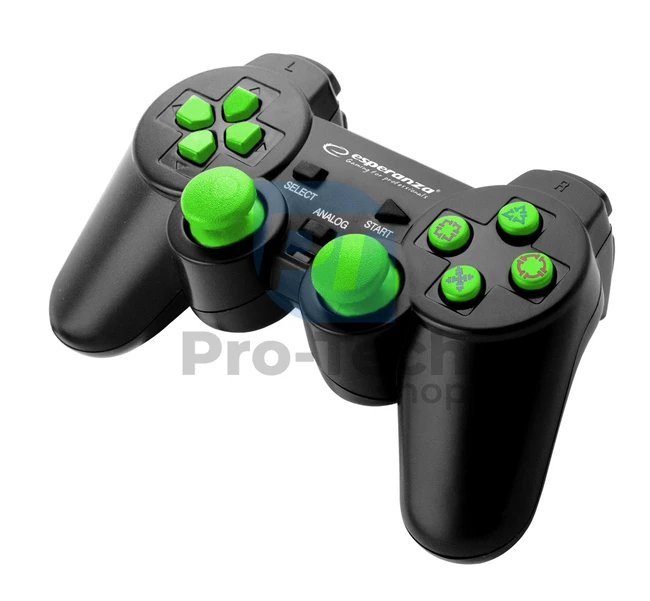 Vibrační gamepad PC/PS3 USB TROOPER, černo-zelený 72641