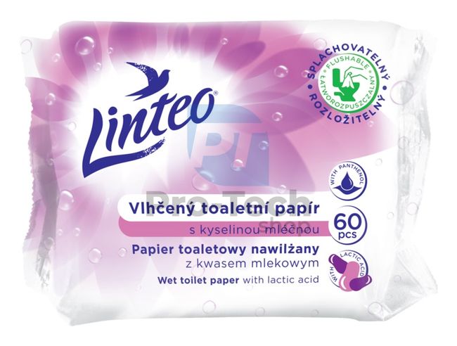 Vlhčený toaletní papír s kyselinou mléčnou Linteo Satin 60ks 30443